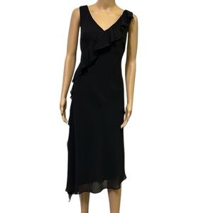 Robbie Bee Black Ruffle Accent Asymmetrical Hem Sleeveless Dress Womens 1X